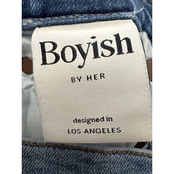 Boyish Dempsey Clairs Knee button fly frayed hem jeans blue denim size 25 - Picture 9 of 11